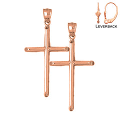 14K or 18K Gold Hollow Latin Cross Earrings