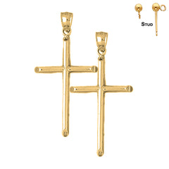 14K or 18K Gold Hollow Latin Cross Earrings