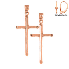 14K or 18K Gold Hollow Latin Cross Earrings