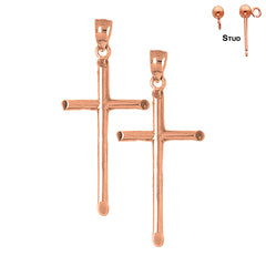 14K or 18K Gold Hollow Latin Cross Earrings