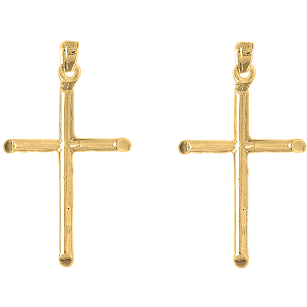 14K or 18K Gold 40mm Hollow Latin Cross Earrings