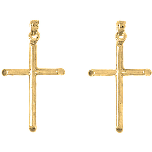 14K or 18K Gold 40mm Hollow Latin Cross Earrings