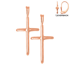 14K or 18K Gold Hollow Latin Cross Earrings