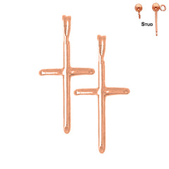 14K or 18K Gold Hollow Latin Cross Earrings