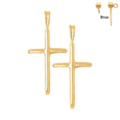 Pendientes de Cruz Latina Hueca de Oro de 14K o 18K