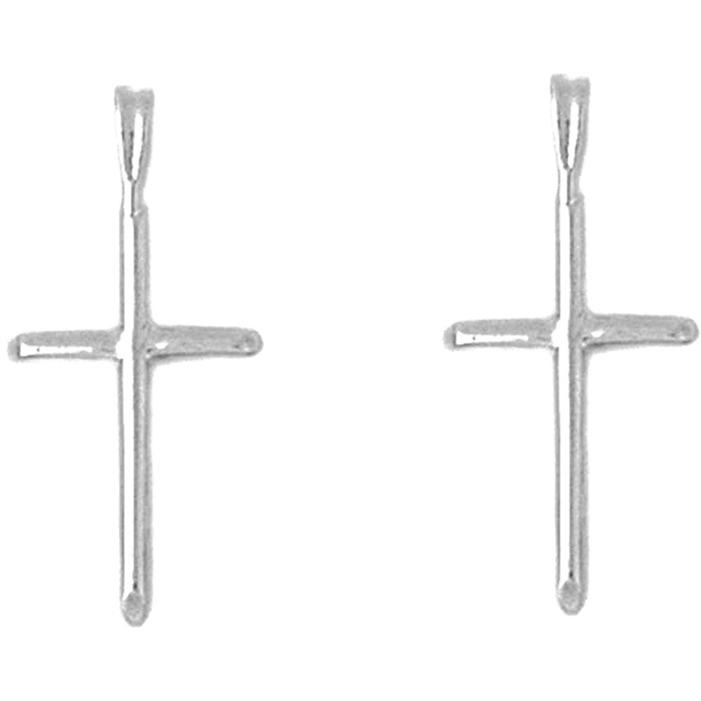 Sterling Silver 25mm Hollow Latin Cross Earrings