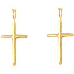 Yellow Gold-plated Silver 25mm Hollow Latin Cross Earrings
