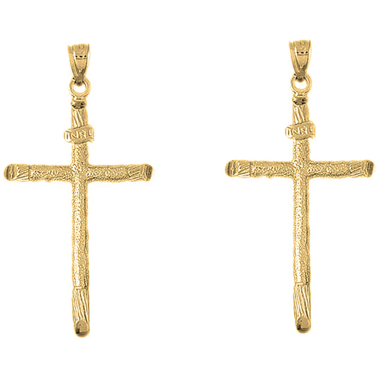 14K or 18K Gold 56mm INRI Cross Earrings