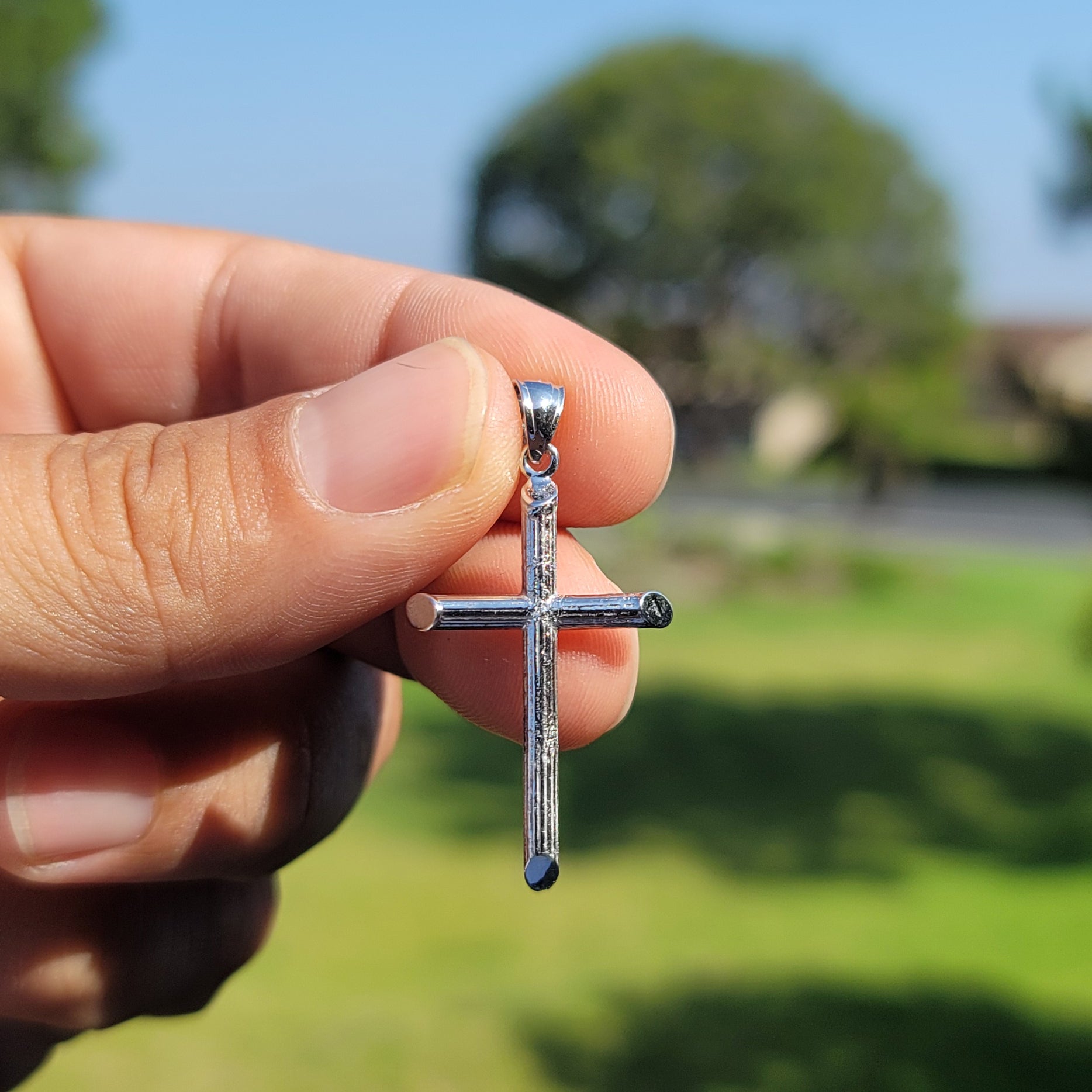 14K or 18K Gold Hollow Latin Cross Pendant