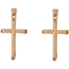 14K or 18K Gold 33mm Hollow Latin Cross Earrings