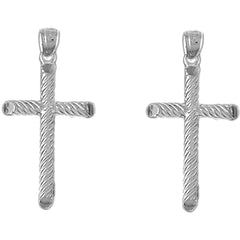 14K or 18K Gold 33mm Hollow Latin Cross Earrings