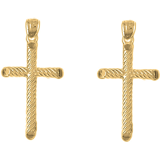 14K or 18K Gold 33mm Hollow Latin Cross Earrings