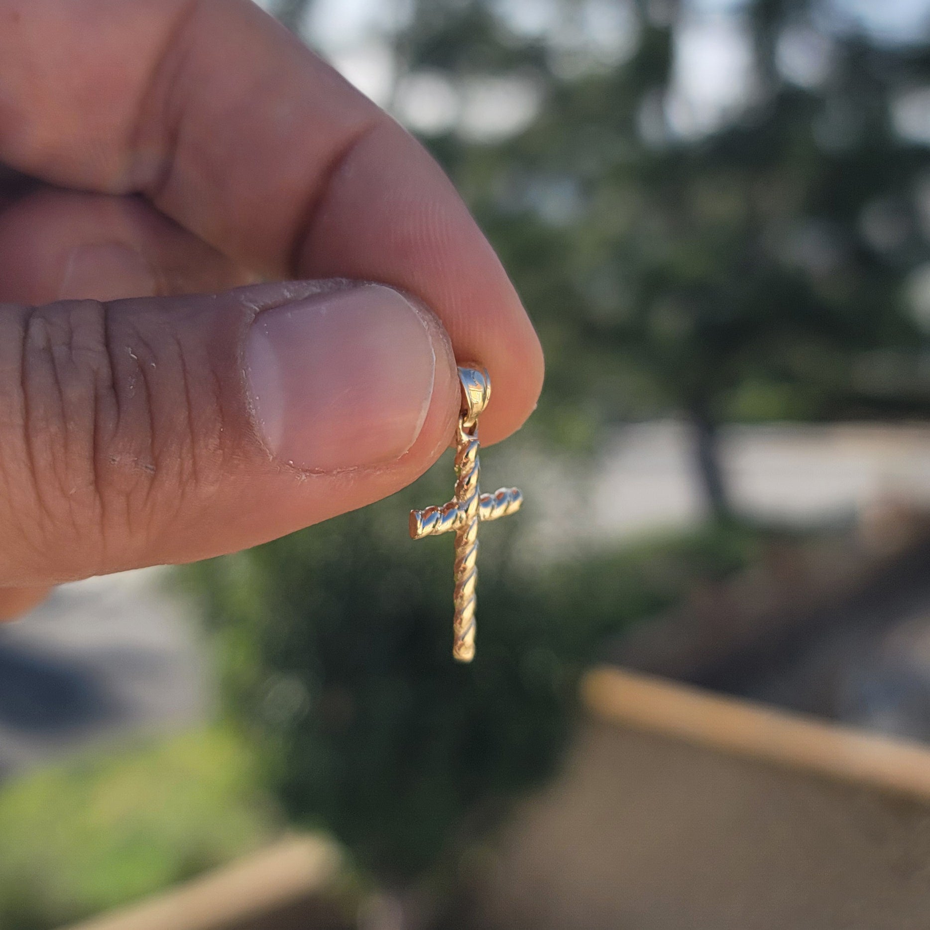 14K or 18K Gold Hollow Latin Cross Pendant