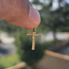 14K or 18K Gold Hollow Latin Cross Pendant