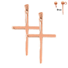 14K or 18K Gold Latin Cross Earrings