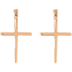 14K or 18K Gold 41mm Latin Cross Earrings