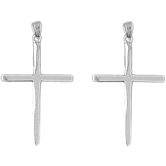 Sterling Silver 41mm Latin Cross Earrings