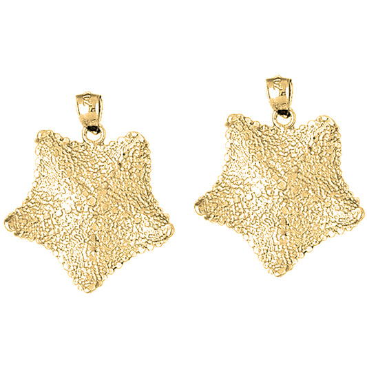Yellow Gold-plated Silver 31mm Starfish Earrings