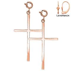 Aretes de Cruz Latina en Oro de 14K o 18K