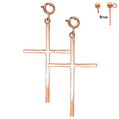 14K or 18K Gold Latin Cross Earrings