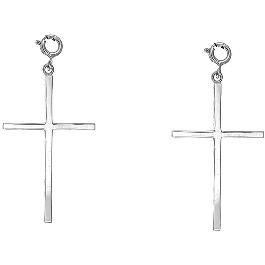 Sterling Silver 47mm Latin Cross Earrings