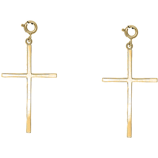 14K or 18K Gold 47mm Latin Cross Earrings