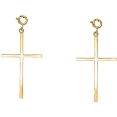 14K or 18K Gold 47mm Latin Cross Earrings