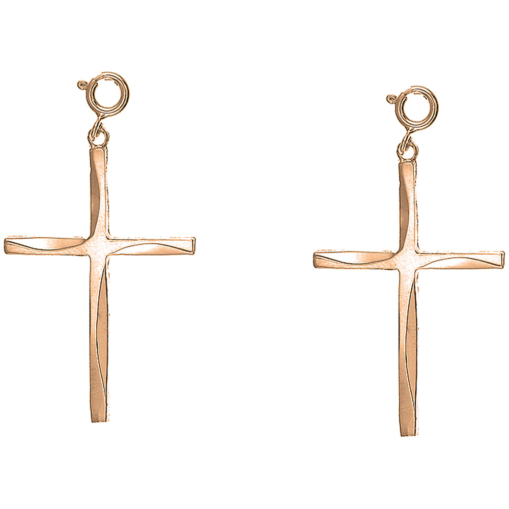 14K or 18K Gold 44mm Latin Cross Earrings