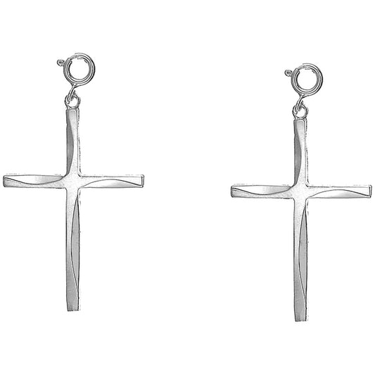 Sterling Silver 44mm Latin Cross Earrings