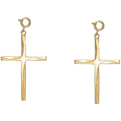 Yellow Gold-plated Silver 44mm Latin Cross Earrings