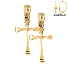Sterling Silver 27mm Teutonic Cross Earrings (White or Yellow Gold Plated)
