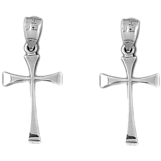 Sterling Silver 27mm Teutonic Cross Earrings