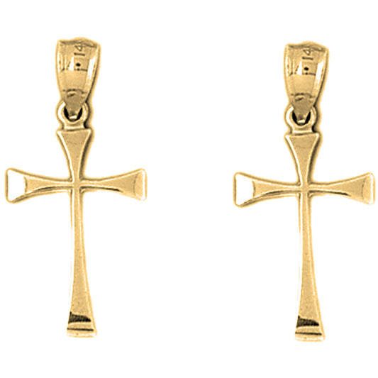 Yellow Gold-plated Silver 27mm Teutonic Cross Earrings