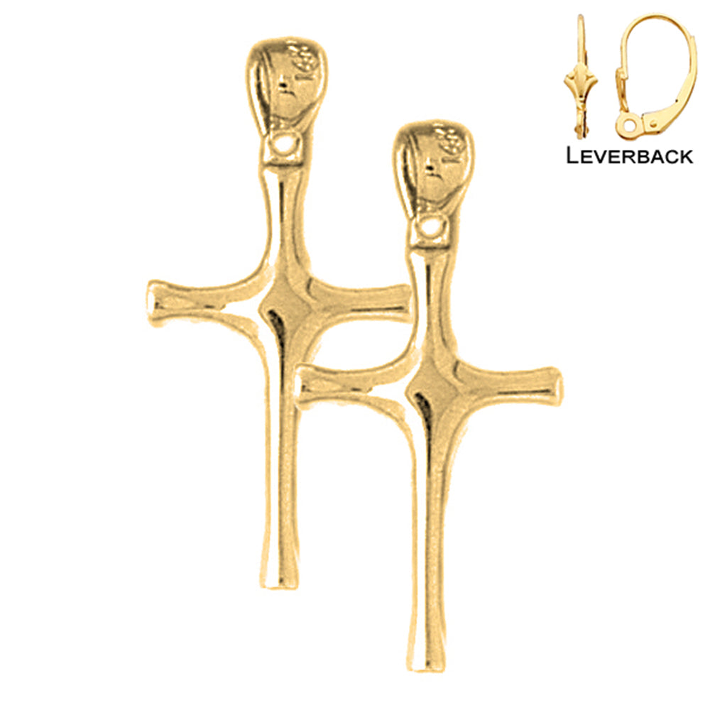 14K or 18K Gold Latin Cross Earrings