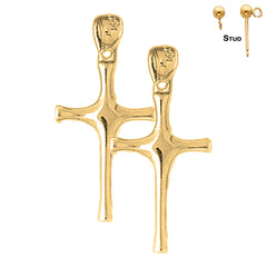 Aretes de Cruz Latina en Oro de 14K o 18K