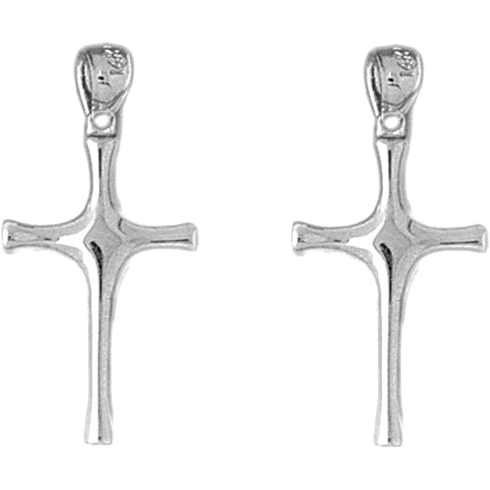 Sterling Silver 28mm Latin Cross Earrings