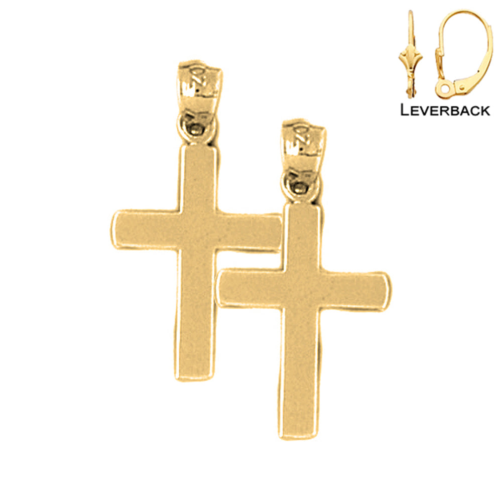 14K or 18K Gold Latin Cross Earrings