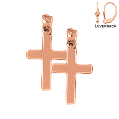 14K or 18K Gold Latin Cross Earrings