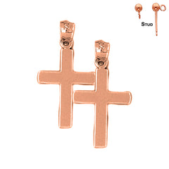 14K or 18K Gold Latin Cross Earrings