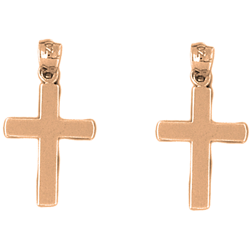 14K or 18K Gold 23mm Latin Cross Earrings