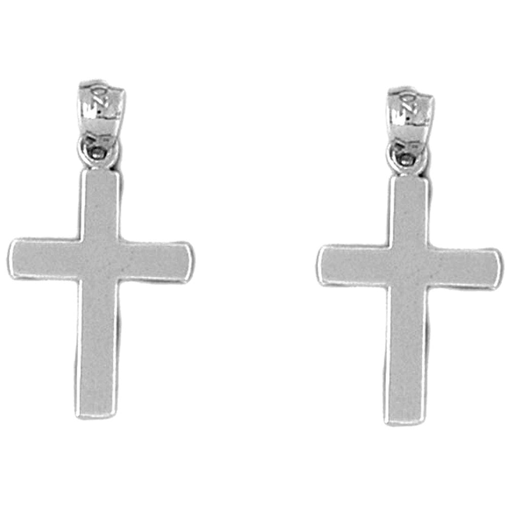 Sterling Silver 23mm Latin Cross Earrings