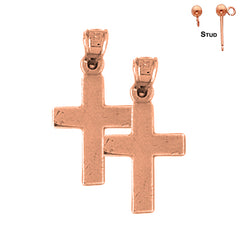 Aretes de Cruz Latina en Oro de 14K o 18K