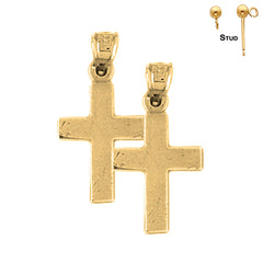 Pendientes de cruz latina de plata de ley de 24 mm (chapados en oro blanco o amarillo)
