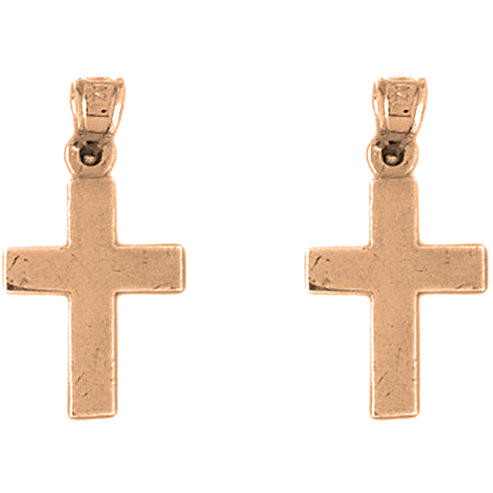 14K or 18K Gold 24mm Latin Cross Earrings