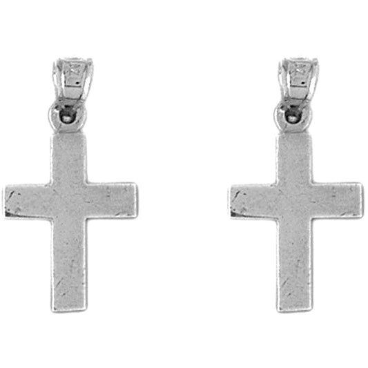 Sterling Silver 24mm Latin Cross Earrings