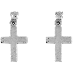 Sterling Silver 24mm Latin Cross Earrings