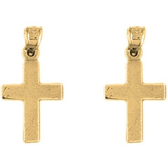 Yellow Gold-plated Silver 24mm Latin Cross Earrings