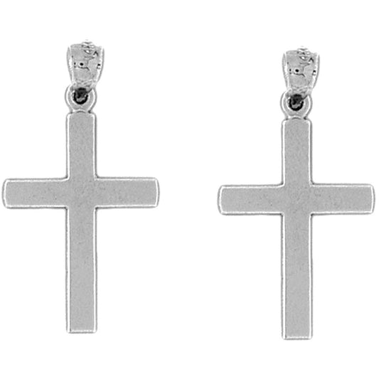 Sterling Silver 32mm Latin Cross Earrings