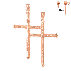 14K or 18K Gold Hollow Latin Cross Earrings