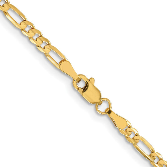 10K Yellow Gold 3mm Concave Figaro Chain
